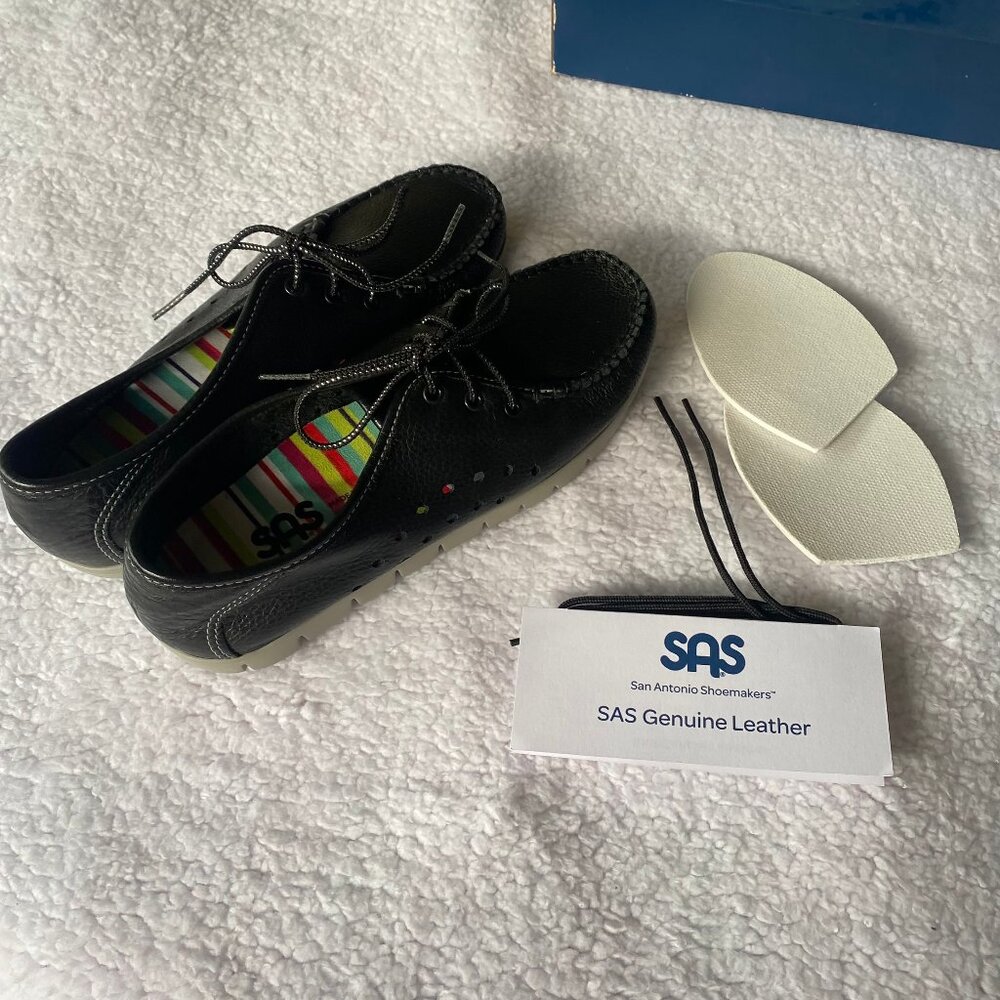 New SAS Black Breezy Lace-up Moccasin size 5.5 M - Picture 2 of 16